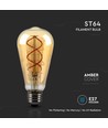 E27 4,8W dimmbare LED Filament Lampe - ST64, Amber Glas, 1800K, Vintage Licht