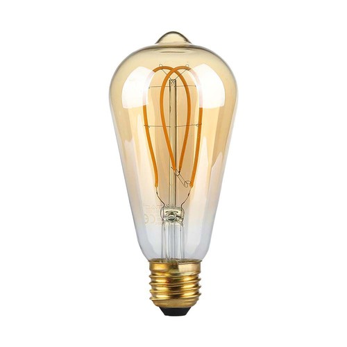 E27 5W ST64 Long Filament LED Lampe - Amber Glas, 1800K, 300lm, 300° Abstrahlwinkel