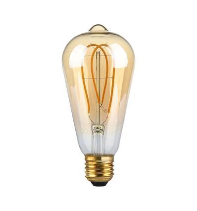 E27 5W ST64 Long Filament LED Lampe - Amber Glas, 1800K, 300lm, 300° Abstrahlwinkel
