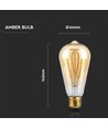 E27 5W ST64 Long Filament LED Lampe - Amber Glas, 1800K, 300lm, 300° Abstrahlwinkel