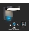17W LED Wandleuchte mit Sensor, rund - IP65, 4000K, schwarz, PIR Sensor, Außenbereich, 2480lm
