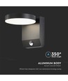 17W LED Wandleuchte mit Sensor, rund - IP65, 4000K, schwarz, PIR Sensor, Außenbereich, 2480lm