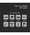 8W LED Solar Wandleuchte mit Sensor - 950lm, 3000K, IP65, 4000mAh Akku