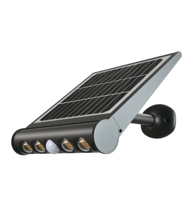 8W Solara LED Wandleuchte mit Sensor - Solar, 950lm, IP65, PIR Sensor, schwarzes Finish