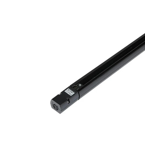 V-Tac 2 Meter Schiene für Schienenspots - Schwarz, 3-Phasen, komplett mit Anschluss und Endkappe