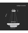 113W LED Kronleuchter, dimmbar - 6300lm, 3000K, Ø60cm, warmweiß, Triac Phasenanschnitt