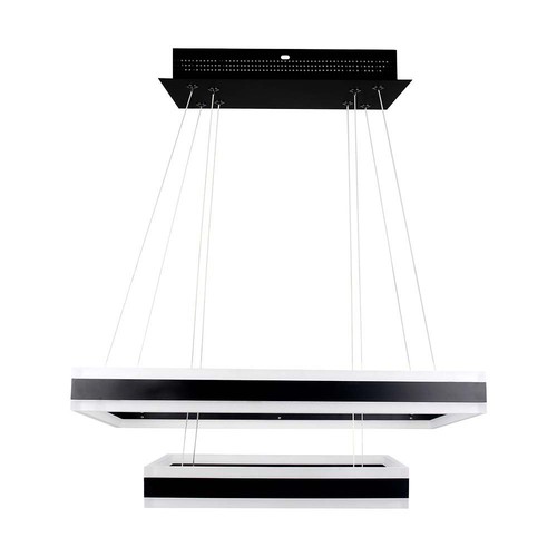 113W LED Kronleuchter, dimmbar - 6300lm, 3000K, schwarz, Ø60/40cm, 360 Grad, Triac dimmbar