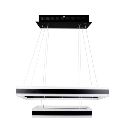 113W LED Kronleuchter, dimmbar - 6300lm, 3000K, schwarz, Ø60/40cm, 360 Grad, Triac dimmbar