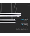 113W LED Kronleuchter, dimmbar - 6300lm, 3000K, schwarz, Ø60/40cm, 360 Grad, Triac dimmbar
