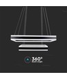 113W LED Kronleuchter, dimmbar - 6300lm, 3000K, schwarz, Ø60/40cm, 360 Grad, Triac dimmbar