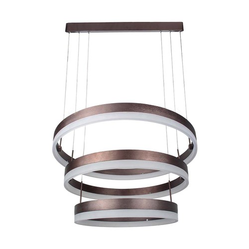 92W LED Kronleuchter Pendelleuchte, 3-Stufen dimmbar - 4550lm, 3000K, kaffeebraunes Aluminium, 360 Grad Abstrahlwinkel