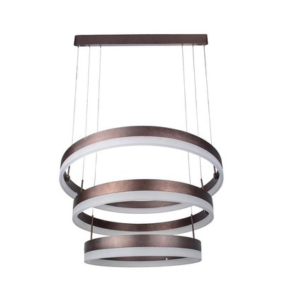 92W LED Kronleuchter Pendelleuchte, 3-Stufen dimmbar - 4550lm, 3000K, kaffeebraunes Aluminium, 360 Grad Abstrahlwinkel