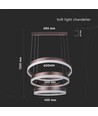 92W LED Kronleuchter Pendelleuchte, 3-Stufen dimmbar - 4550lm, 3000K, kaffeebraunes Aluminium, 360 Grad Abstrahlwinkel