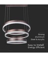 92W LED Kronleuchter Pendelleuchte, 3-Stufen dimmbar - 4550lm, 3000K, kaffeebraunes Aluminium, 360 Grad Abstrahlwinkel