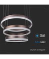 92W LED Kronleuchter Pendelleuchte, 3-Stufen dimmbar - 4550lm, 3000K, kaffeebraunes Aluminium, 360 Grad Abstrahlwinkel
