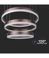92W LED Kronleuchter Pendelleuchte, 3-Stufen dimmbar - 4550lm, 3000K, kaffeebraunes Aluminium, 360 Grad Abstrahlwinkel