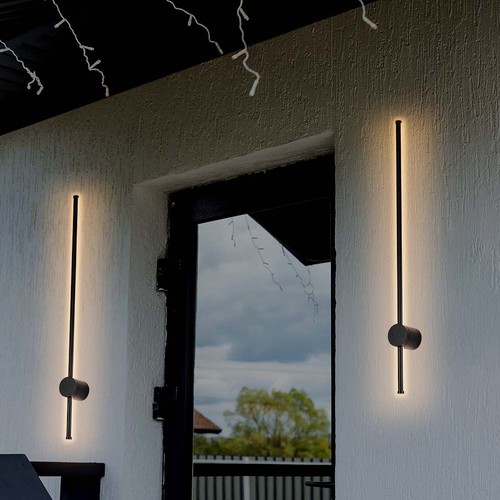12W LED Wandleuchte, RA90 - IP65, schwarz, 1590lm, 4000K, 65cm hoch