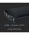 10000mAh Powerbank, 22.5W - Schwarz, 2x USB-C, Li-Pol, Fast Charger