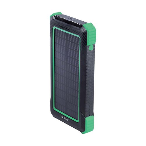 10000mAh Solar Wireless Powerbank, 10W - Schwarz, Aluminium, Solaraufladung