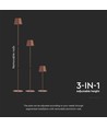 4W LED Stehleuchte, wiederaufladbar - IP54, Corten, Touch-dimmbar, höhenverstellbar 50-130cm, USB-Aufladung