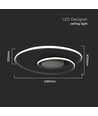 48W LED Designer Deckenleuchte - 5150lm, Triac dimmbar, Ø60cm, schwarz, 3000K
