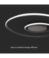 48W LED Designer Deckenleuchte - 5150lm, Triac dimmbar, Ø60cm, schwarz, 3000K