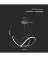 49W LED dekorative Pendelleuchte, dimmbar - Ø70cm, 5220lm, 3000K, schwarzes Gehäuse, IP20