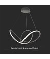 49W LED dekorative Pendelleuchte, dimmbar - Ø70cm, 5220lm, 3000K, schwarzes Gehäuse, IP20