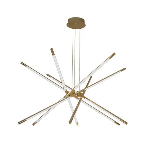 42W LED Designer Pendelleuchte, Gold - Dimmbar, 12 Röhren, 3000K, 85x31x120cm