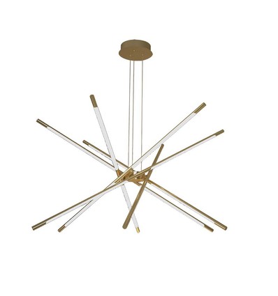42W LED Designer Pendelleuchte, Gold - Dimmbar, 12 Röhren, 3000K, 85x31x120cm