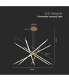 42W LED Designer Pendelleuchte, Gold - Dimmbar, 12 Röhren, 3000K, 85x31x120cm