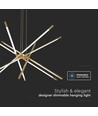 42W LED Designer Pendelleuchte, Gold - Dimmbar, 12 Röhren, 3000K, 85x31x120cm