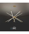 42W LED Designer Pendelleuchte, Gold - Dimmbar, 12 Röhren, 3000K, 85x31x120cm
