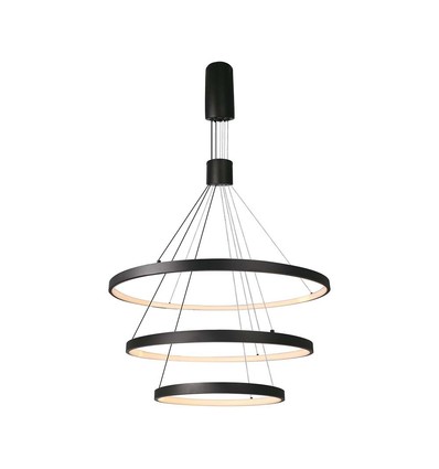 46W LED Pendelleuchte mit 3 Ringen, dimmbar - 4900lm, 3000K, schwarz, modernes Design