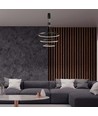 46W LED Pendelleuchte mit 3 Ringen, dimmbar - 4900lm, 3000K, schwarz, modernes Design