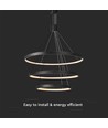 46W LED Pendelleuchte mit 3 Ringen, dimmbar - 4900lm, 3000K, schwarz, modernes Design