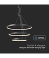 46W LED Pendelleuchte mit 3 Ringen, dimmbar - 4900lm, 3000K, schwarz, modernes Design
