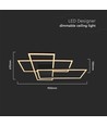 47W LED Deckenleuchte - L90xW67cm, 3000K, dimmbar, schwarzes Finish, dekorative Innenbeleuchtung