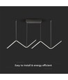 100cm 12W LED Pendelleuchte - Double Zig-Zag Design, 4000K, schwarzes Finish