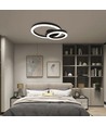 20W LED Designer Deckenleuchte - Zwei überlappende Ringe, Ø45cm, schwarz, 3000K, 105lm/W