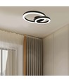 20W LED Designer Deckenleuchte - Zwei überlappende Ringe, Ø45cm, schwarz, 3000K, 105lm/W