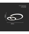20W LED Designer Deckenleuchte - Zwei überlappende Ringe, Ø45cm, schwarz, 3000K, 105lm/W