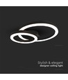 20W LED Designer Deckenleuchte - Zwei überlappende Ringe, Ø45cm, schwarz, 3000K, 105lm/W