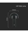 3W wiederaufladbare LED Tischleuchte, schwarz - 3-in-1 CCT, dimmbar, Touch, 5V, 1800mAh Akku