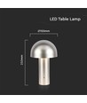 V-Tac wiederaufladbare 3-in-1 Tischlampe - Champagner/Gold, IP20, Touch-dimmbar