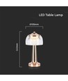 1W wiederaufladbare LED Tischleuchte, French Gold - 3-in-1, 1800mAh Akku, IP20, 13,5x26,5cm