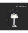 LED Tischlampe - 1800mAh Akku, 13,5x26,5cm, 3in1, Gehäuse in Chrom