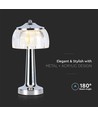 LED Tischlampe - 1800mAh Akku, 13,5x26,5cm, 3in1, Gehäuse in Chrom