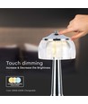 LED Tischlampe - 1800mAh Akku, 13,5x26,5cm, 3in1, Gehäuse in Chrom