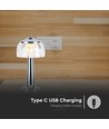 LED Tischlampe - 1800mAh Akku, 13,5x26,5cm, 3in1, Gehäuse in Chrom